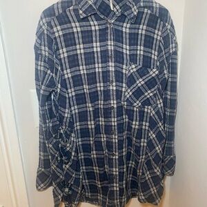 Free people Nordic Nights Blue plaid blouse